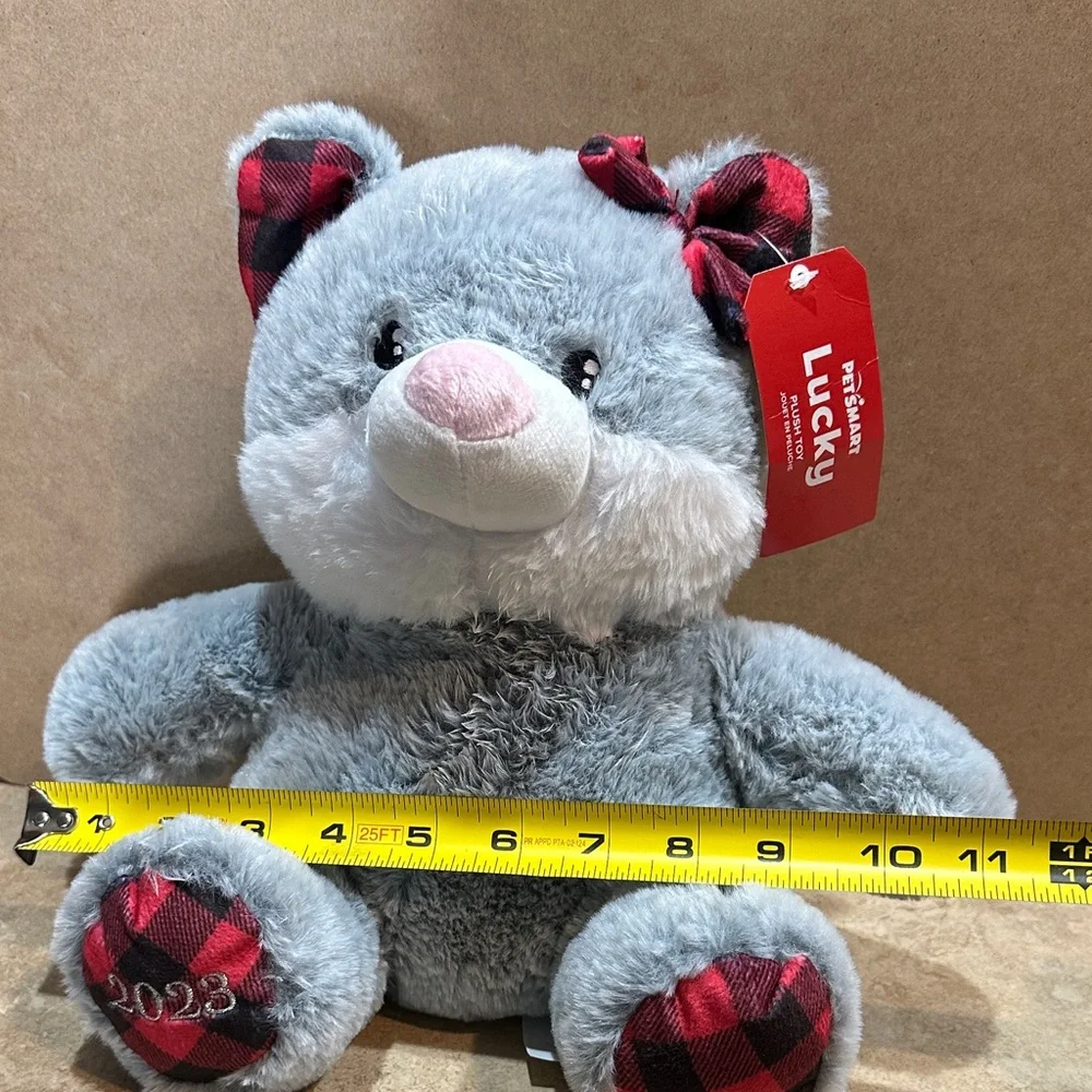 Gray and Red Plush Dog Toy (2023)